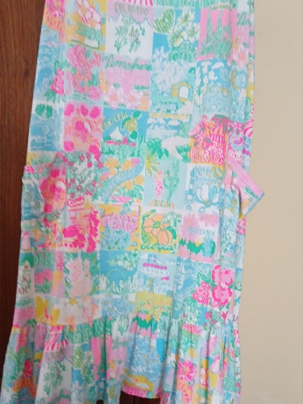 Lilly Pulitzer Pastel Patchwork Print Dress in Pink, Aqua, Yellow - Picture 2 of 5